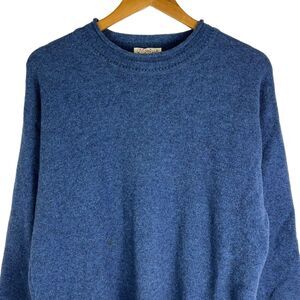Blarney Mockneck Blue Pure Wool Lambswool Sweater Pullover Sz Medium Vintage